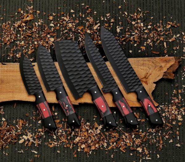 j2 steel powder coated handmade Chef Knife Set,, dollar Wood Handle