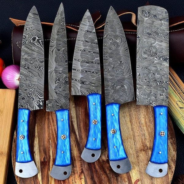 Italian acrylic 5 pcs kitchen set with forged blades