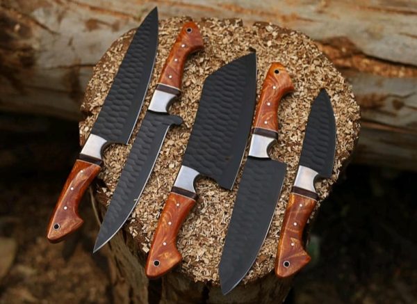 Elevate your kitchen with this beautiful 5-piece handmade knife set,